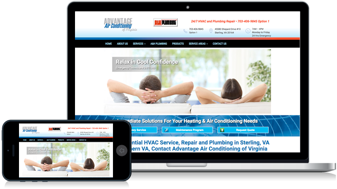 Advantage Air Conditioning of VA Website Design