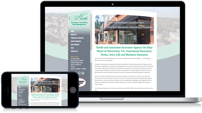 Hottle and Associates in Warrenton VA and Marshall VA Insurance Website Design