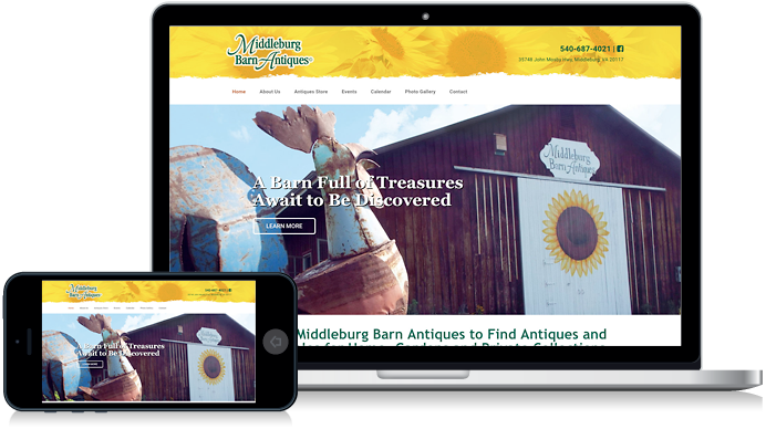 Middleburg Barn Market in Virginia antiques website design